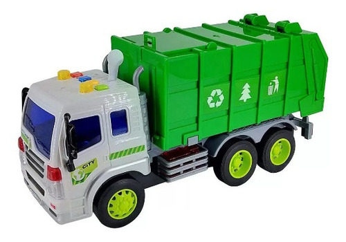 Caminhão De Lixo, Sons , Luz E Fricção 166- Shiny Toys Cor Verde