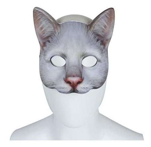 Pretyzoom Cat Mask Animal Half Face Mask Halloween Novelty C