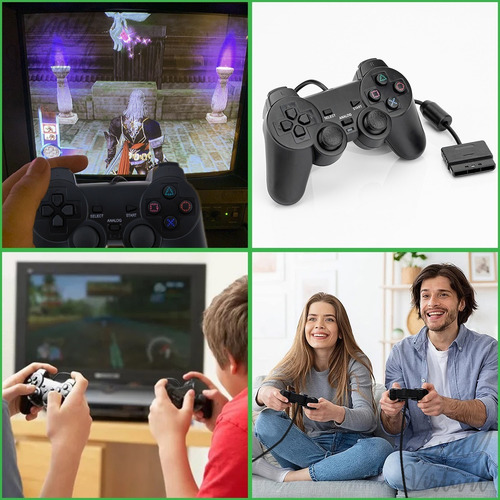 Controle Joystick Controle Para Playstation Kapbom Controle Para Playstation 2 Ps2 Preto
