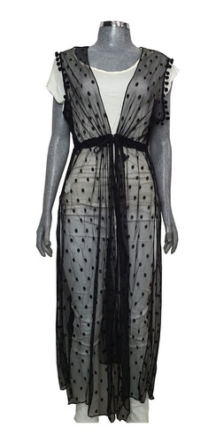 Chaleco Largo Transparente Para Dama De Moda Tipo Ensamble