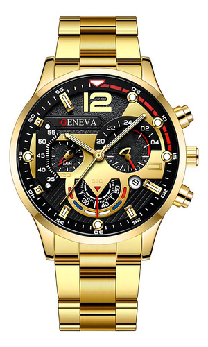 Relógio Geneva G0106 Luxo 42mm Aço Pulseira Ajustável