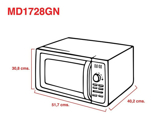 Imagen 2 de 3 de Microondas Grill Atma Easy Cook MD1728GN blanco 28L 220V