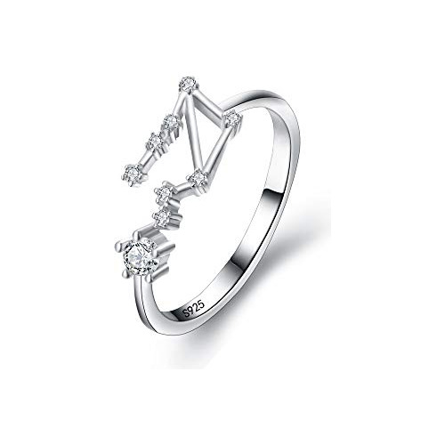 Anillo Plata Ley 925 Cz Zodiacal Ajustable