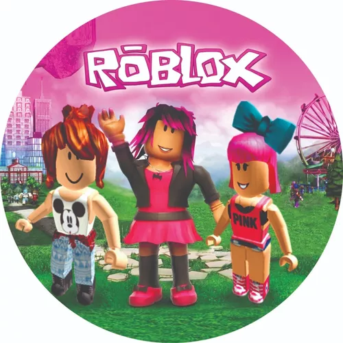 Painel Retangular Grande Festa Tema Roblox Rosa Meninas 3m x 2,5m Tecido