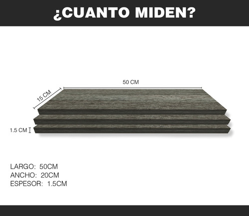 Set De 3 Repisas Flotantes Minimalistas Madera 50x15 Cm