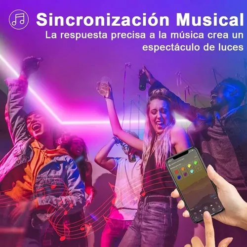 Tira Led Rgb 5 M Luces Led Ritmo Musical Conexión App