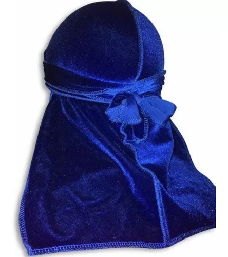 Kit 2 Bandana Durag Veludo Preta E Azul 360 Waves Rapper - Yucca