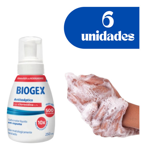 Kit 6 Un Sabonete Líquido Antisséptico Biogex 250ml Nutriex