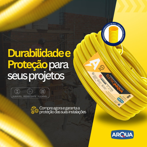 Eletroduto Flexível Corrugado Amarelo 3/4 25mm 50 metros