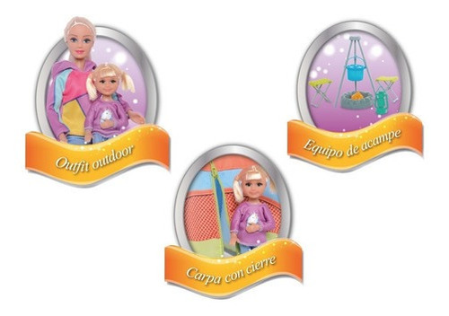 Imagen 3 de 8 de Muñeca Paloma Y Caro De Camping En Carpa Con Accesorios