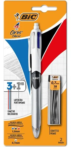 Caneta/lapiseira Bic 4 Cores Multifuncional + Grafite Cor Branco