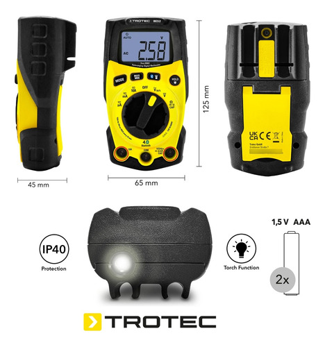Multimetro Digital Bluetooth Be52 Trotec 12 Mediciones