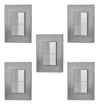 Comprar Kit 5 Placas 2 Apagadores Sencillos Oxford Acero Plata Igoto