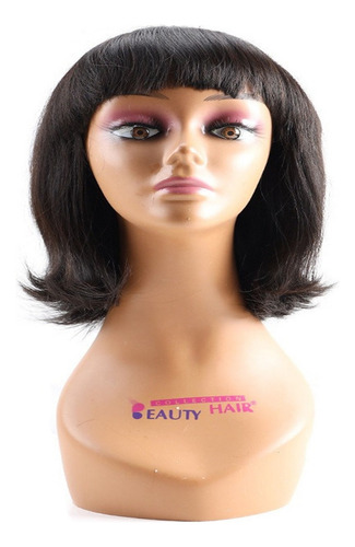 Peruca De Cabelo Humano Liso Cabelo Virgem Brasileiro 25cm
