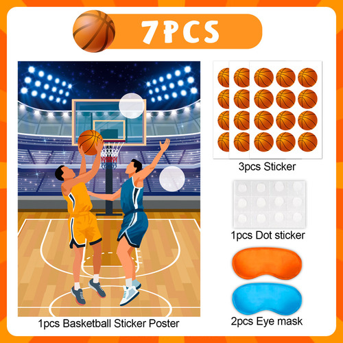 Pegatinas De Juego Para Fiesta Niños Con Balón De Baloncesto InBoxxarty
