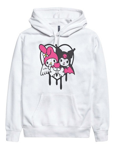 Suéter Blanco My Melody Y Kuromi Corazón  Sanrio Unisex 