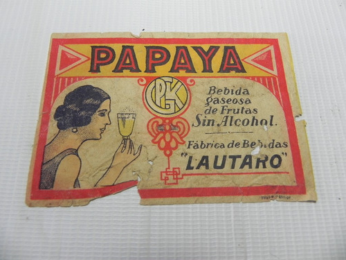 Etiqueta Lautaro Papaya Bebida Chilena Antigua
