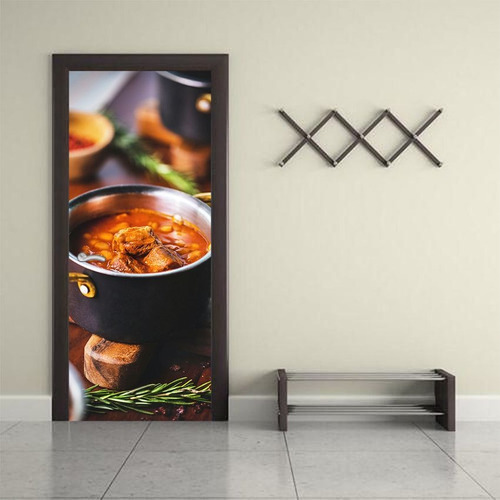 Vinilo Para Puerta Sopa Soup Comida Gourmet Delicia Deco M6