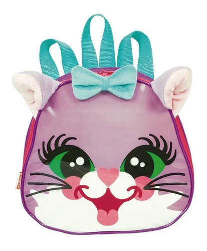 Imagem 6 de 10 de Kit Mochila Malinha Escolar Infantil Gatinha Cat 4 Rodinhas