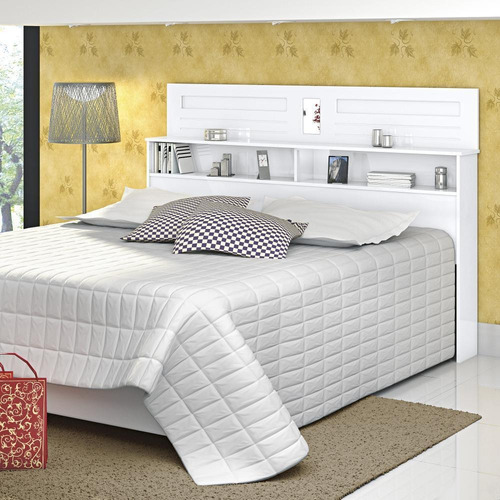 Cabeceira Para Cama Casal 1,40 C/ Prateleira Florença-branco