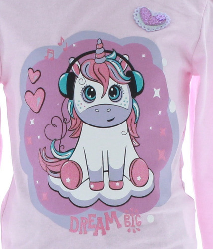 Playera Niña Rosa Unicornio 3213 1 A 6 Años