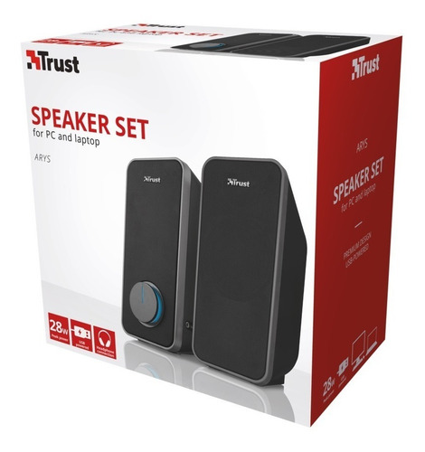 Imagen 3 de 4 de Parlantes Trust Arys 2.0 28w Usb Pc Entrada Auriculares Ct