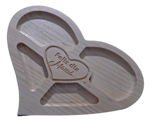 Tabla De Picoteo Madera, Corazón Día De La Mamá, Pack 10 Uni