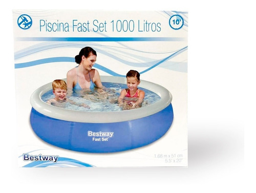Piscina Inflável Fast Set 1.000l 1,68m X 51cm Bestway Cor Azul