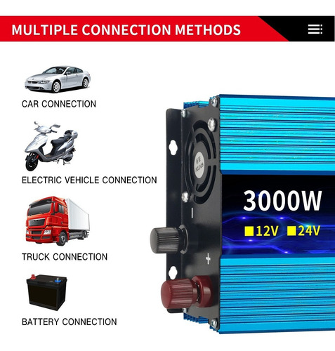 Inversor De Onda Sinusoidal Modificada Un Socket 24v3000w 22