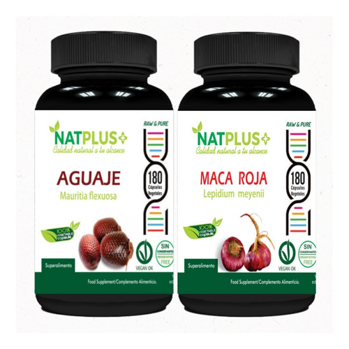 Imagen 1 de 4 de Pack Menopausia: Aguaje + Maca Roja = 360 Capsulas De 450mg