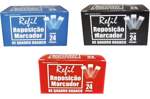 Kit 3 Caixas 24 Un De Refil Recarga Para Pincel Board Master