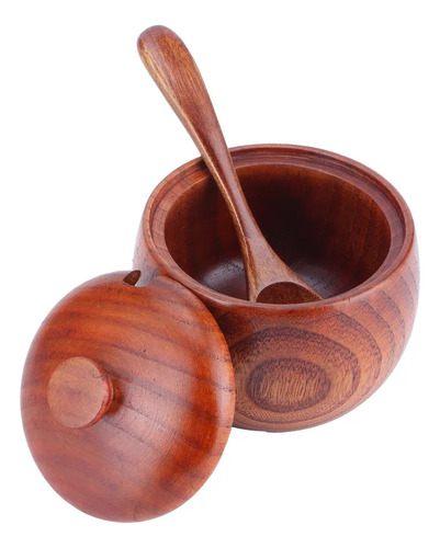 Bote De Madera For Condimentos, Caja De Sal, Cuchara, Tarro