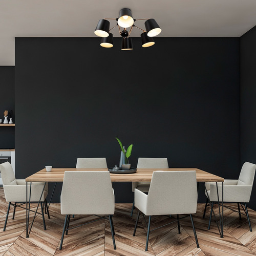 Lámpara De Techo Negro Oro Blanco Dark Decor E27 40w 6 Luces