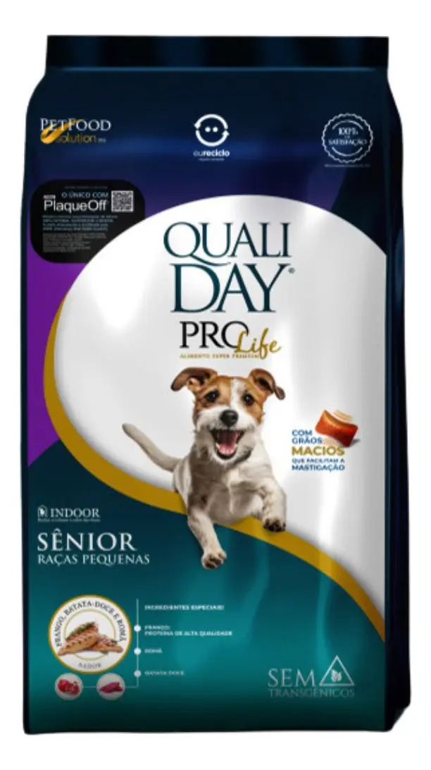 Ração Cães Qualiday Prolife Sênior Raças Pequenas 1kg