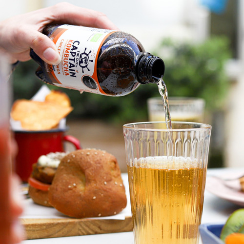 Kombucha Orgánica Jengibre Limón Gutsy Captain - 400 Ml