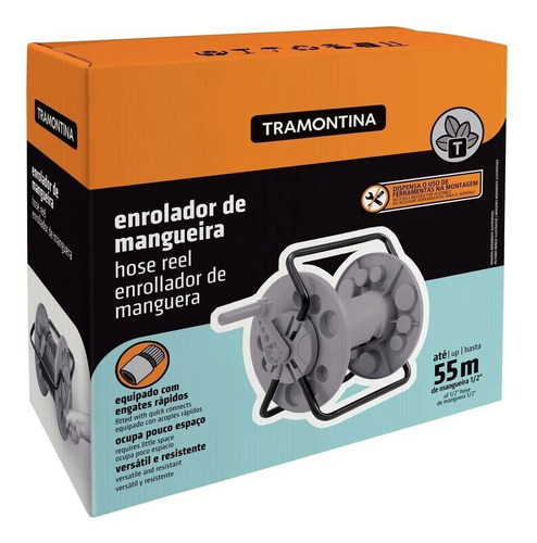 Imagen 2 de 7 de Carro Enrollador Soporte De Manguera Para 55 Mts Tramontina