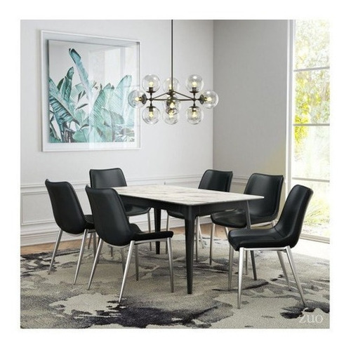 Silla De Comedor Magnus Negro/acero Këssa Cdmx Color de la estructura de la silla Plata Color del asiento Negro Diseño de la tela Liso