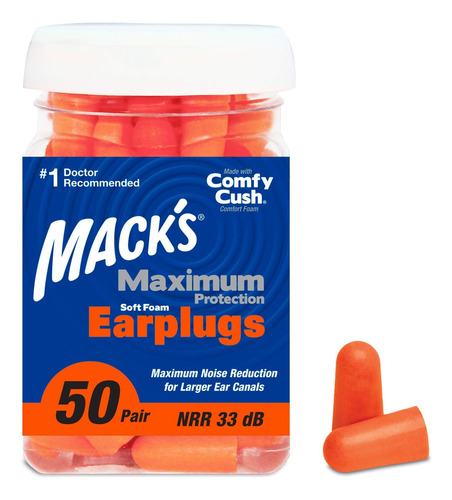 Tapones Para Oídos De Espuma Suave Macks Maximum Protection,