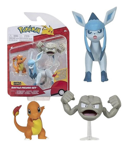 Pokemon Battle Figure Set - Charmander + Glaceon + Geodude 