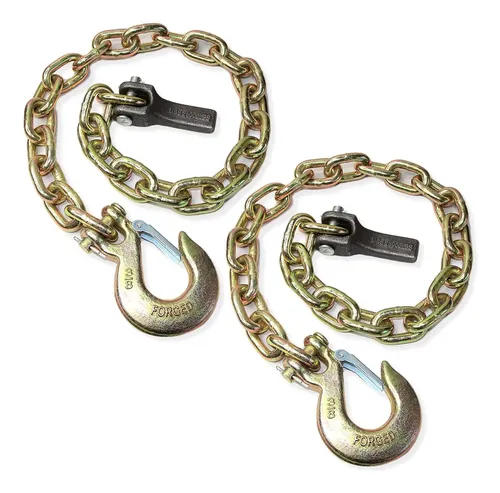 Cadena De Seguridad Para Remolque - 7 Mm Grado 80, 60 Cm De Largo Con Ganchos De Acero Inoxidable A Presión