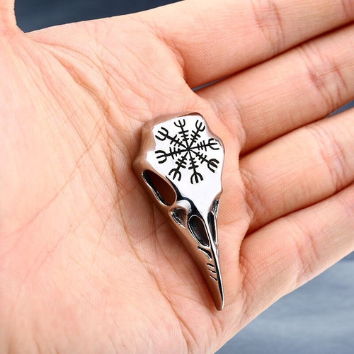 Imagen 6 de 6 de Collar Raven Vikingo Cuervo Amuleto Acero Inoxidable Hombre