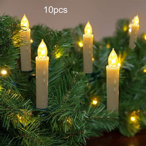 10 Piezas De Luces De Vela Con Clip Para Árbol Con Control
