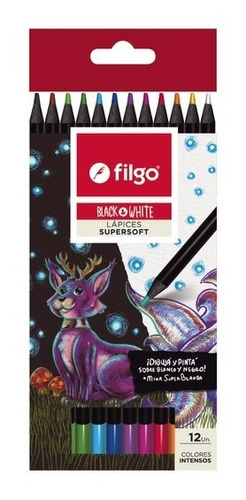 Filgo Lapices Super Soft Black & White X 12 Colores
