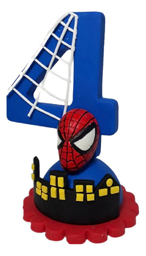 Adorno Torta Hombre Araña Numero Tematico Porcelana Fria