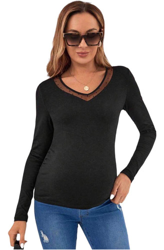 Blusa Maternal Negra Escote En V