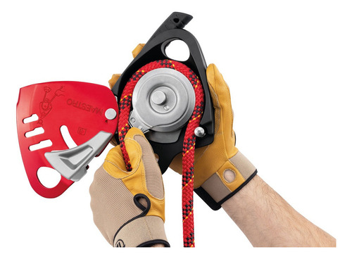 Maestro L Petzl Descensor De Carga Polea Bloqueadora Rescate Rojo