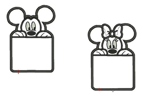 Diseño Matrices Maquina Bordadora Mickey Y Minnie Bolsillo