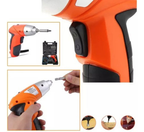 Parafusadeira Sem Fio Recarregavel Estojo 45 Peças Laranja 110v/220v