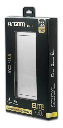 Power Bank Argom Elite De 7500mah, 2 Usb *itech