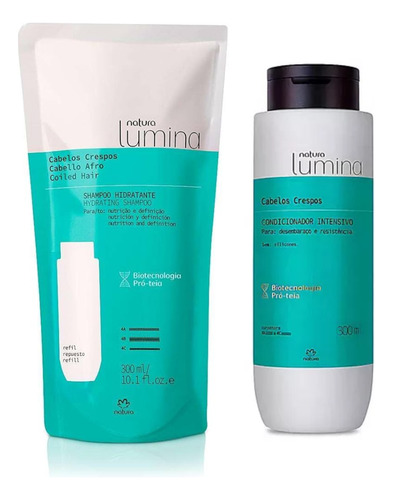Lumina Shampoo Refil + Condicionador Cabelos Crespos Natura